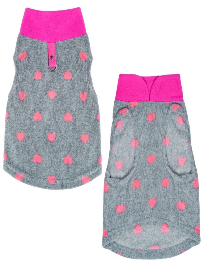 Rbenxia Grey Dog Heart Sweater with Leash Ring - Soft Fleece Vest Pullover Jacket for Small Puppy & Cat Pets (X-Small) - Image 2